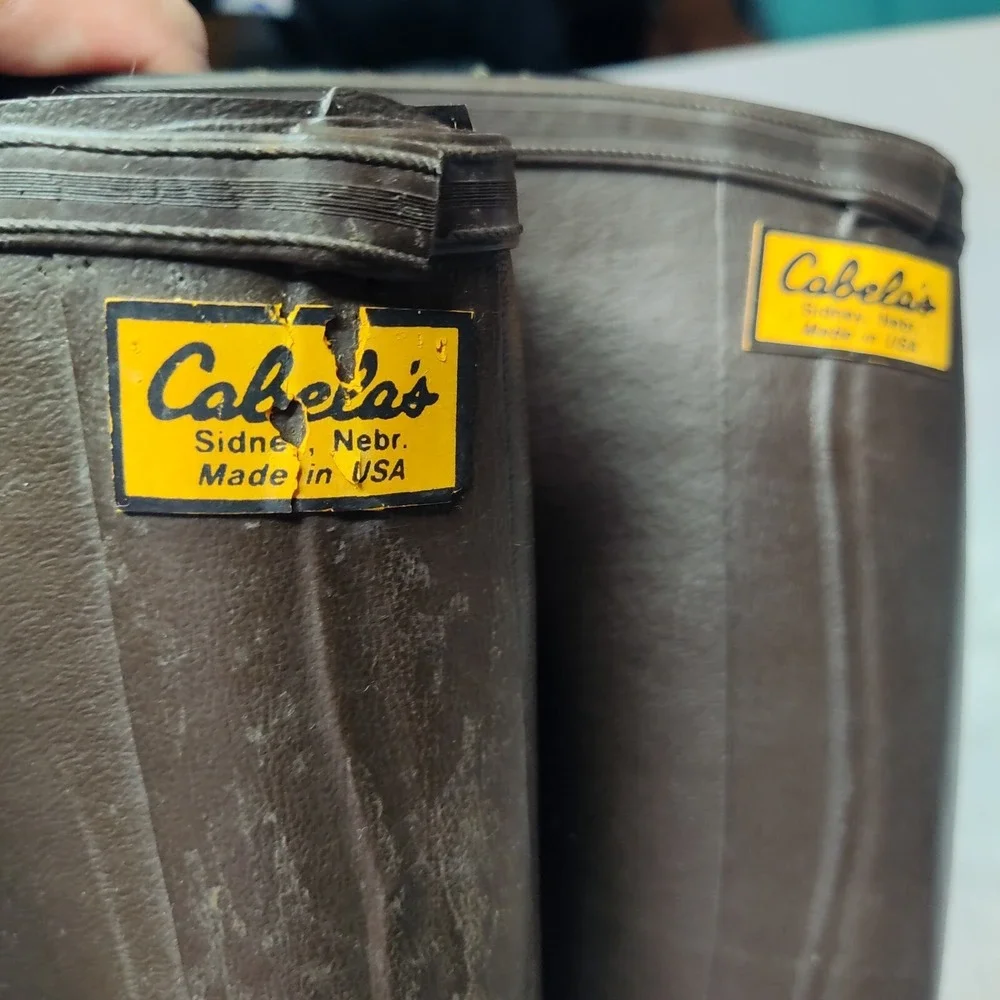 VTG Cabelas Men Size‎ 7 Steel Shank Waterproof Rain Brown Boots Made In USA